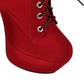 Suede Round Toe Lace Up Back Tied Stiletto Heel Platform Short Boots for Women