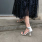 Ladies Sequins Color Block Ankle Strap Chunky Heel Sandals