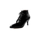 Bicolor Pointed Toe Lace Up Kitten Heel Ankle Boots for Women