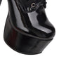 Ladies Pu Leather Almond Toe Tied Belts Stiletto Heel Platform Short Boots