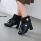 Ladies Lace Up Rhinestone Bowtie Tassel Block Heel Ankle Boots
