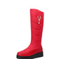 Ladies Waterproof Rhinestones Platform Wedge Heels Down Tall Boots for Winter