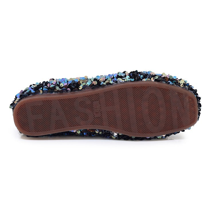 Ladies Lightweight Bling Bling Sequins Slip on Flats Shoes