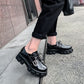 Ladies Solid Color Patent Leather Buckle Strap Platform High Heels Shoes
