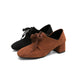 Ladies Suede Square Toe Lace Up Block Heel Shoes