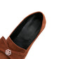 Ladies Suede Square Toe Rhinestone Butterfly Knot Puppy Block Heel Shoes