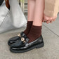 Ladies Solid Color Rhinestone Metal Decor Slip on Flats Shoes