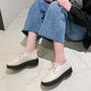 Ladies Solid Color Round Toe Lace Up on Flats Shoes