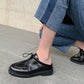 Ladies Solid Color Lace Up Stitching Slip on Flats Platform Shoes
