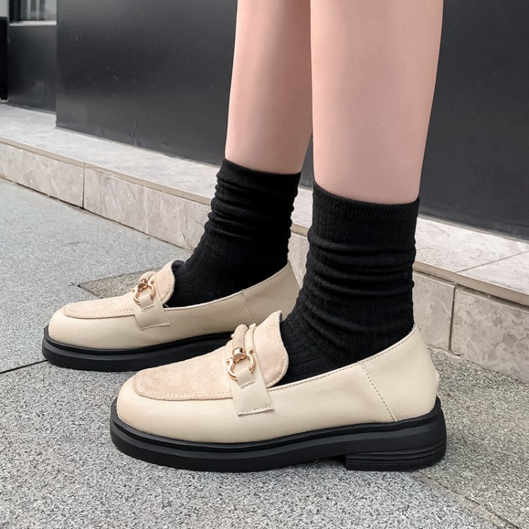 Ladies Shallow Metal Decor Platform Slip on Flats Shoes