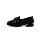 Ladies Pumps Suede Sequins Butterfly Knot Puppy Heel Shoes