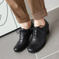 Ladies Round Toe Lace Up Block Heel Oxford Chunky Heels Shoes