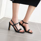 Ladies Solid Color Square Toe Hollow Out Stiletto High Heel Sandals