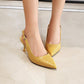 Ladies Solid Color Pointed Toe Hollow Out Stiletto High Heel Slingback Sandals