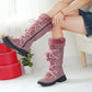 Flock Round Toe Lace-Up Furry Ball Side Zippers Block Chunky Heel Platform Mid-Calf Boots for Women