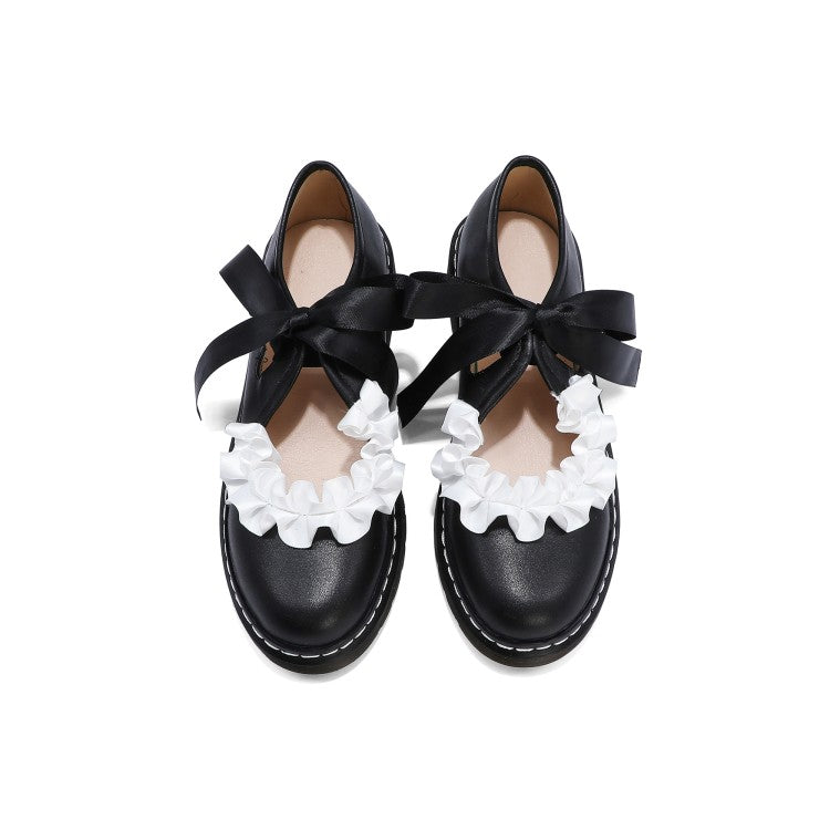 Ladies Knot Lace Mary Jane Flats Shoes