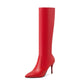 Pointed Toe Side Zippers Stiletto Heel Tall Boots for Women