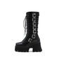 Pu Leather Lace Up Buckle Straps Block Chunky Heel Platform Mid-calf Boots for Women