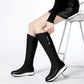Ladies Waterproof Pearl Wedge Heels Down Tall Boots for Winter