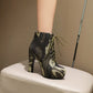 Ladies Camouflage Round Toe Tied Belts Chunky Heel Platform Short Boots