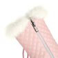 Tied Straps Pearls Furry Side Zippers Platform Wedge Mid-Calf Snow Boots for Women
