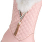 Round Toe Pearls Tassel Furry Side Zippers Platform Wedge Heel Mid-Calf Snow Boots for Women