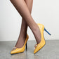 Ladies Metal Decor Pointed Toe Stiletto Heel High Heels Pumps