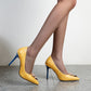 Ladies Metal Decor Pointed Toe Stiletto Heel High Heels Pumps