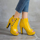 Ladies Solid Color Peep Toe Rivets Ankle Wrap Chunky Heel Platform Sandals
