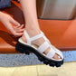 Ladies Solid Color Hollow Out Roman Style Thick Sole Platform Sandals