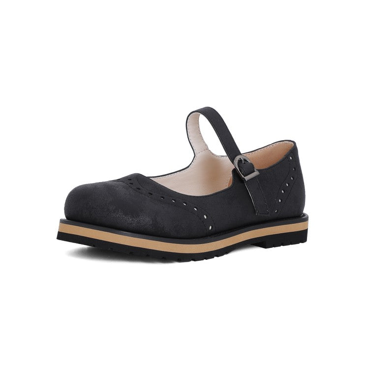 Ladies Laser Mary Jane Flats Shoes