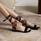 Ladies Round Toe Colorful Silk Ankle Strap Flat Sandals