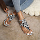 Ladies Snake Zebra Printed Flat Flip Flops Sandals