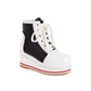Ladies Candy Color Lace Up Wedge Heel Platform Short Boots