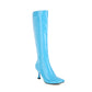 Square Toe Side Zippers Spool Heel Knee-High Boots for Women