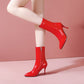 Pointed Toe Side Zippers Stiletto Heel Mid Calf Boots for Women