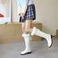 Side Zippers Fur Chunky Heel Knee-High Boots for Women