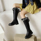 Side Zippers Fur Chunky Heel Knee-High Boots for Women