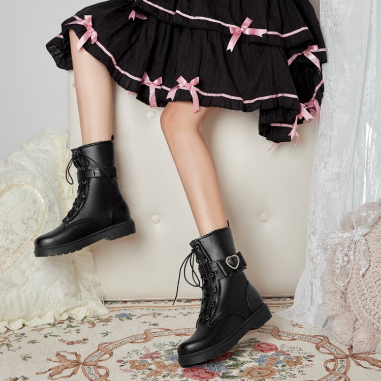 Lace Up Flat Platform Ankle Boots for Women