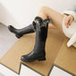 Side Zippers Fur Lace Block Chunky Heel Platform Knee-High Boots for Women