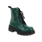 Crocodile Pattern Glossy Square Toe Lace Up Short Boots for Women
