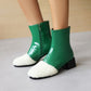 Ladies Pu Leather Fur Patchwork Side Zippers Puppy Heel Short Boots