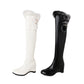 Pu Leather Round Toe Fur Inside Heighten Wedge Heel Over-The-Knee Boots for Women