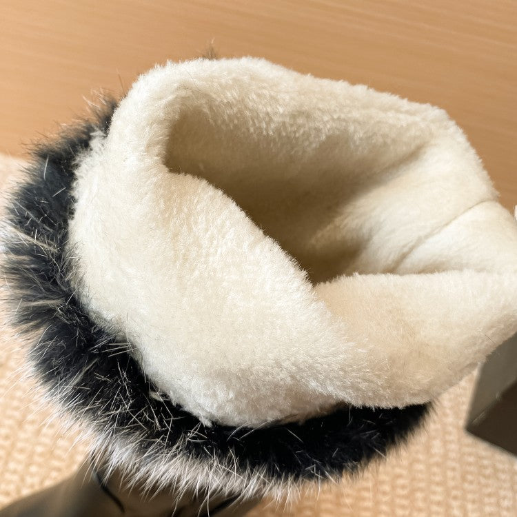 Fur Pearls Bow Tie Inside Heighten Wedge Heel Knee-High Boots for Women