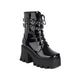 Pu Leather Round Toe Lace Up Metal Chains Buckle Straps Block Chunky Heel Platform Short Boots for Women