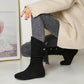 Round Toe Back Tassel Flat Inside Heighten Mid Calf Boots for Women