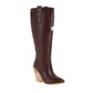 Ladies Stars Pattern Pointed Toe Side Zippers Chunky Heel Knee High Boots