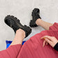 Ladies Glossy Round Toe Lace Up Platform Block Heel Shoes