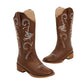 Ladies Embroidery Block Heel Cowboy Mid Calf Boots