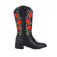 Ladies Embroidery Roses Block Heel Mid Calf Boots